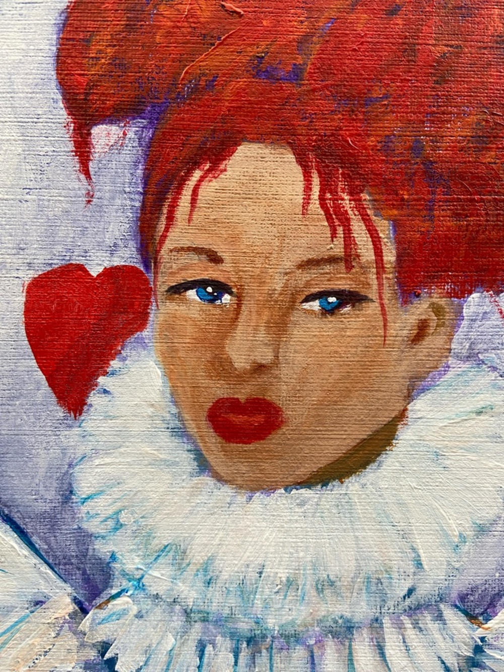 Queen of Hearts Portrait Original Acrylic Painting on 9" x 12" Canvas - Picture 8 of 11